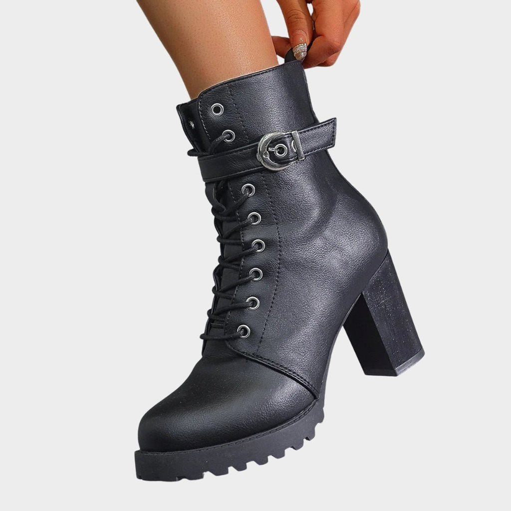 Women's Lug Sole Front Lacing Combat Boots