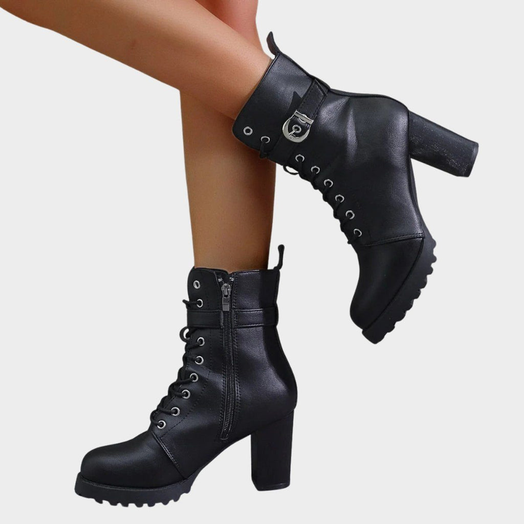 Women's Lug Sole Front Lacing Combat Boots