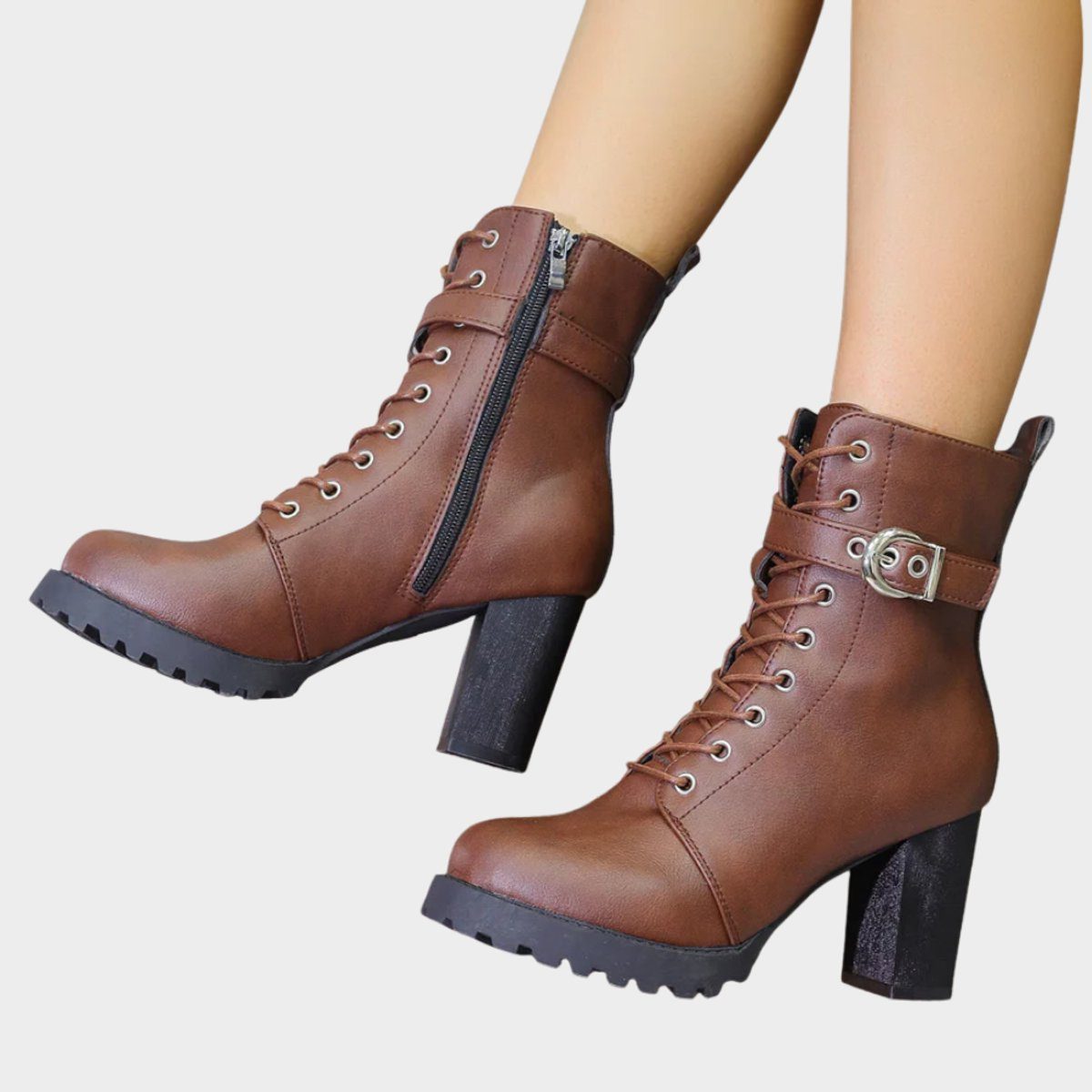 Women's Lug Sole Front Lacing Combat Boots