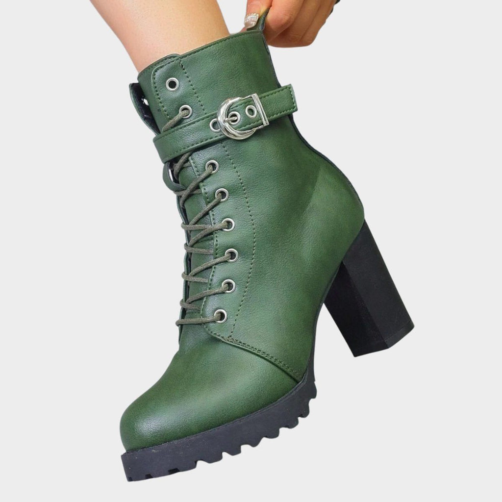 Women's Lug Sole Front Lacing Combat Boots