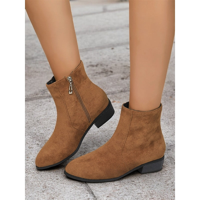Women's Low Heel Side Zip Tailored Booties