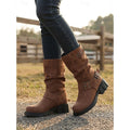 Women's Lug Sole Moto Boots with Chunky Block Heel