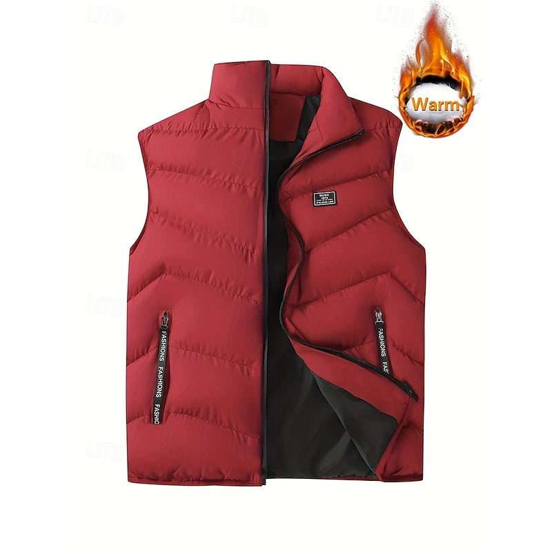 Men's Stand Collar Quilted Padded Gilet
