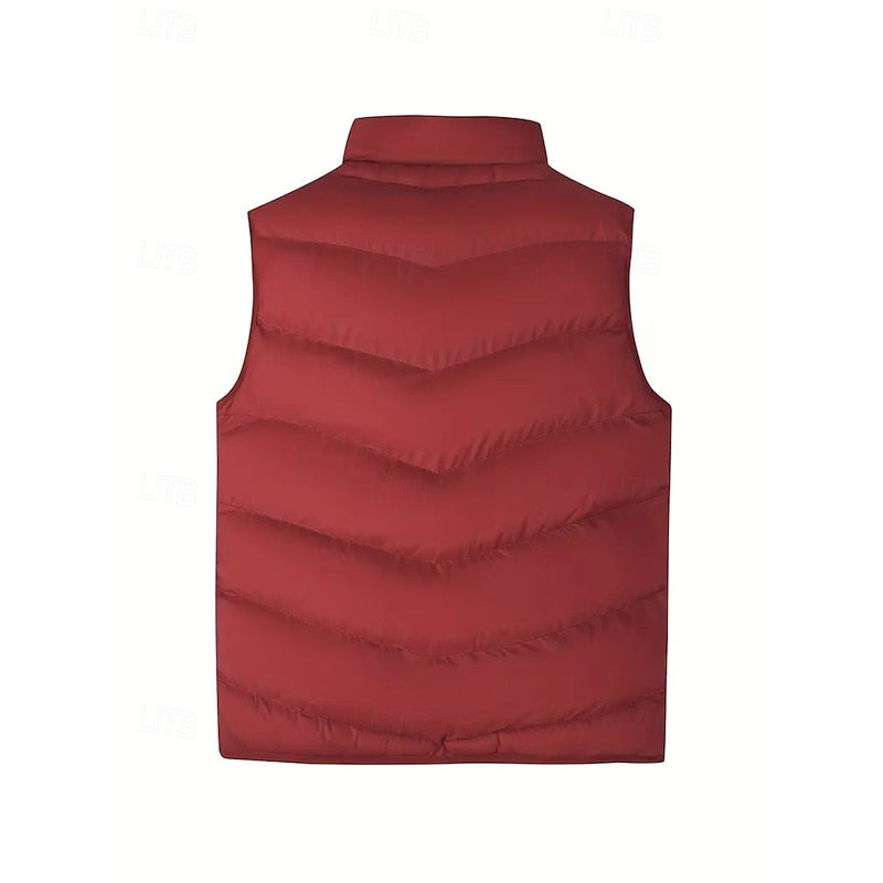 Men's Stand Collar Quilted Padded Gilet