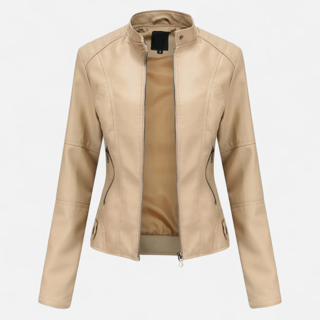Women's Zip-Front Cropped Genuine Leather Jacket