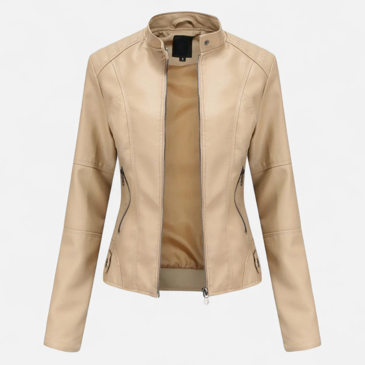 Women's Zip-Front Cropped Genuine Leather Jacket