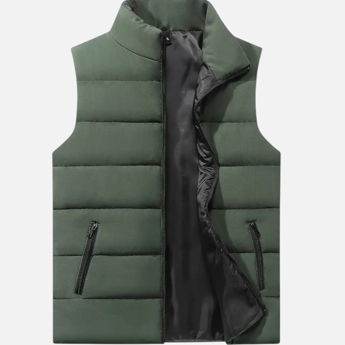 Men's Winter Padded Vest with Front Zip and Quilting