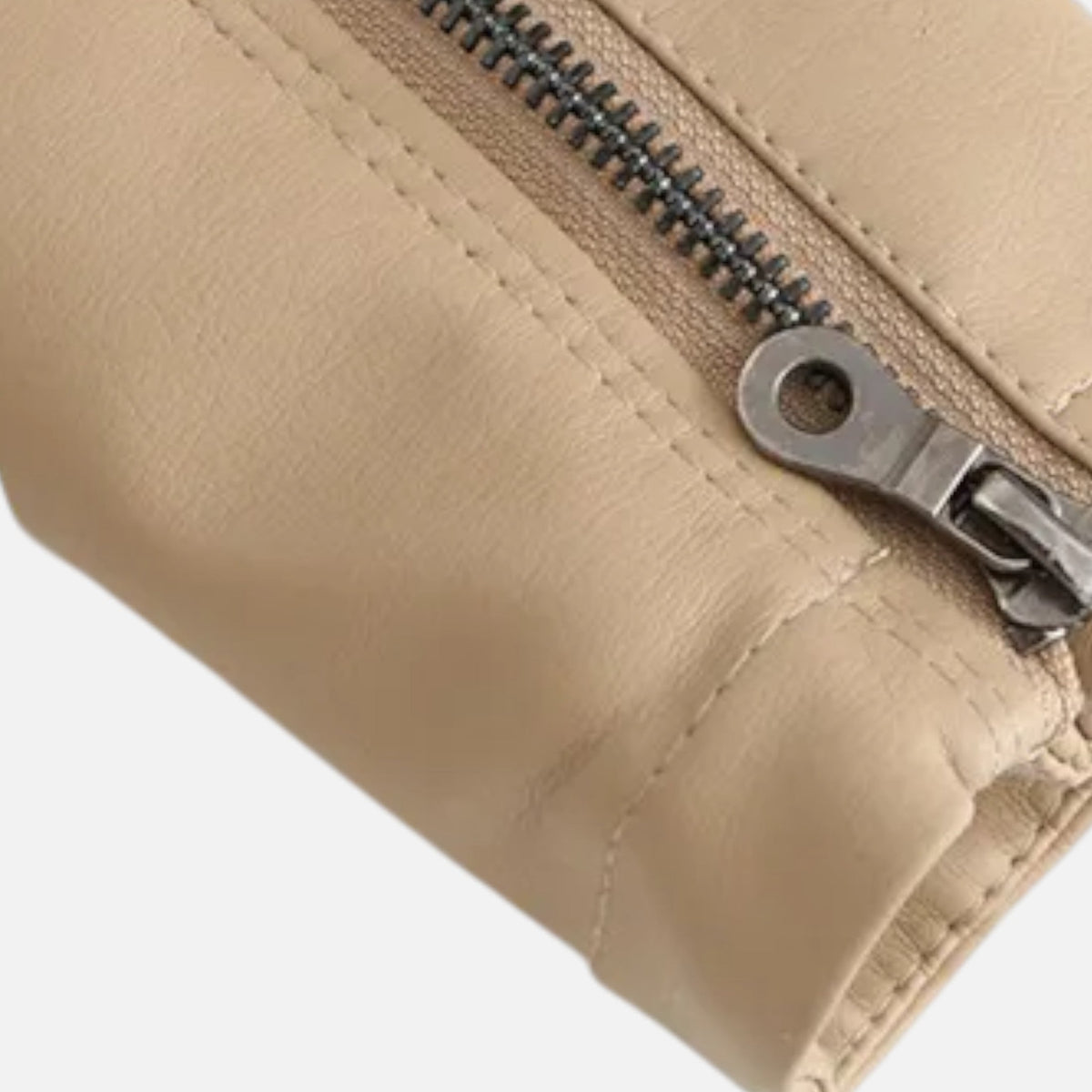Women's Zip-Front Cropped Genuine Leather Jacket