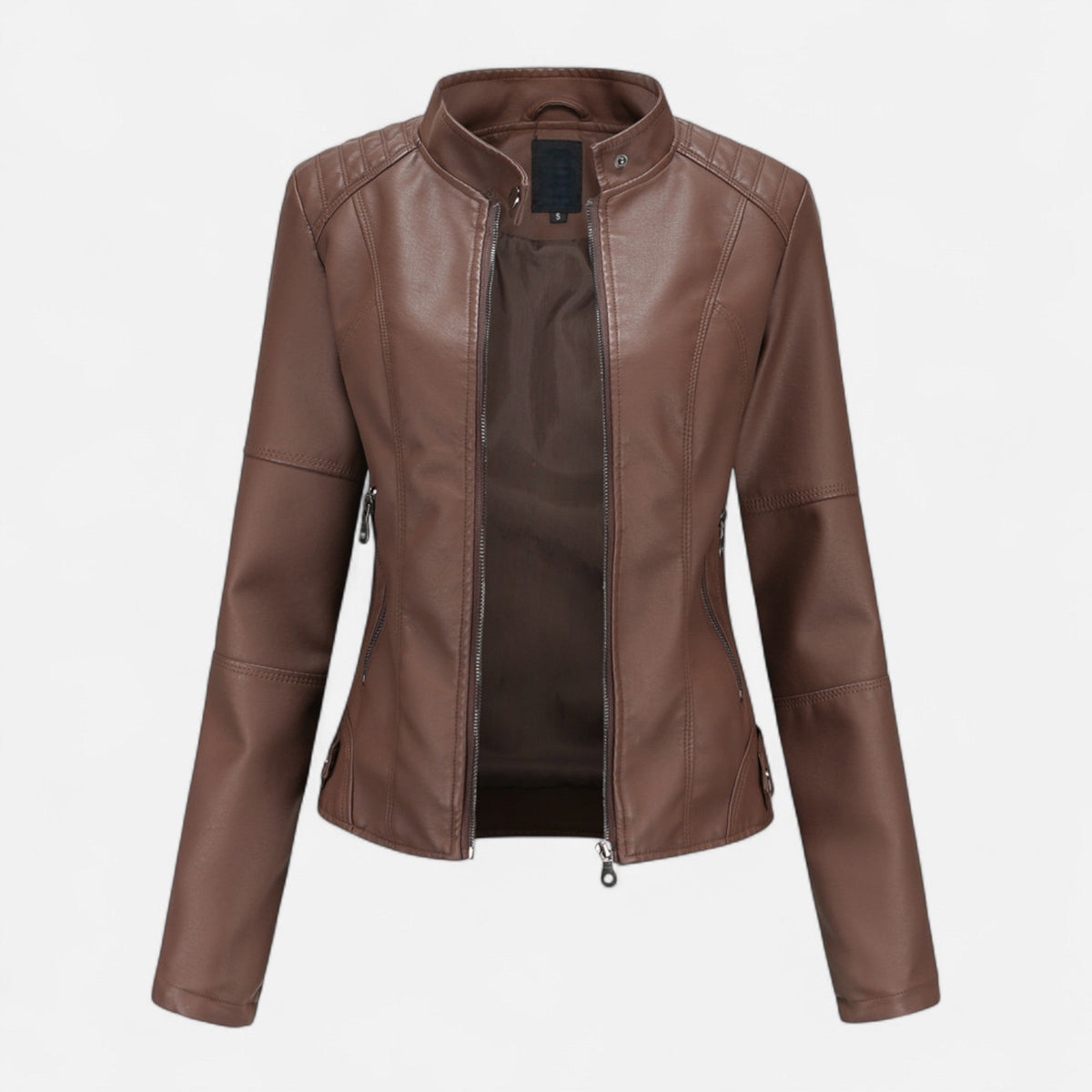 Women's Zip-Front Cropped Genuine Leather Jacket