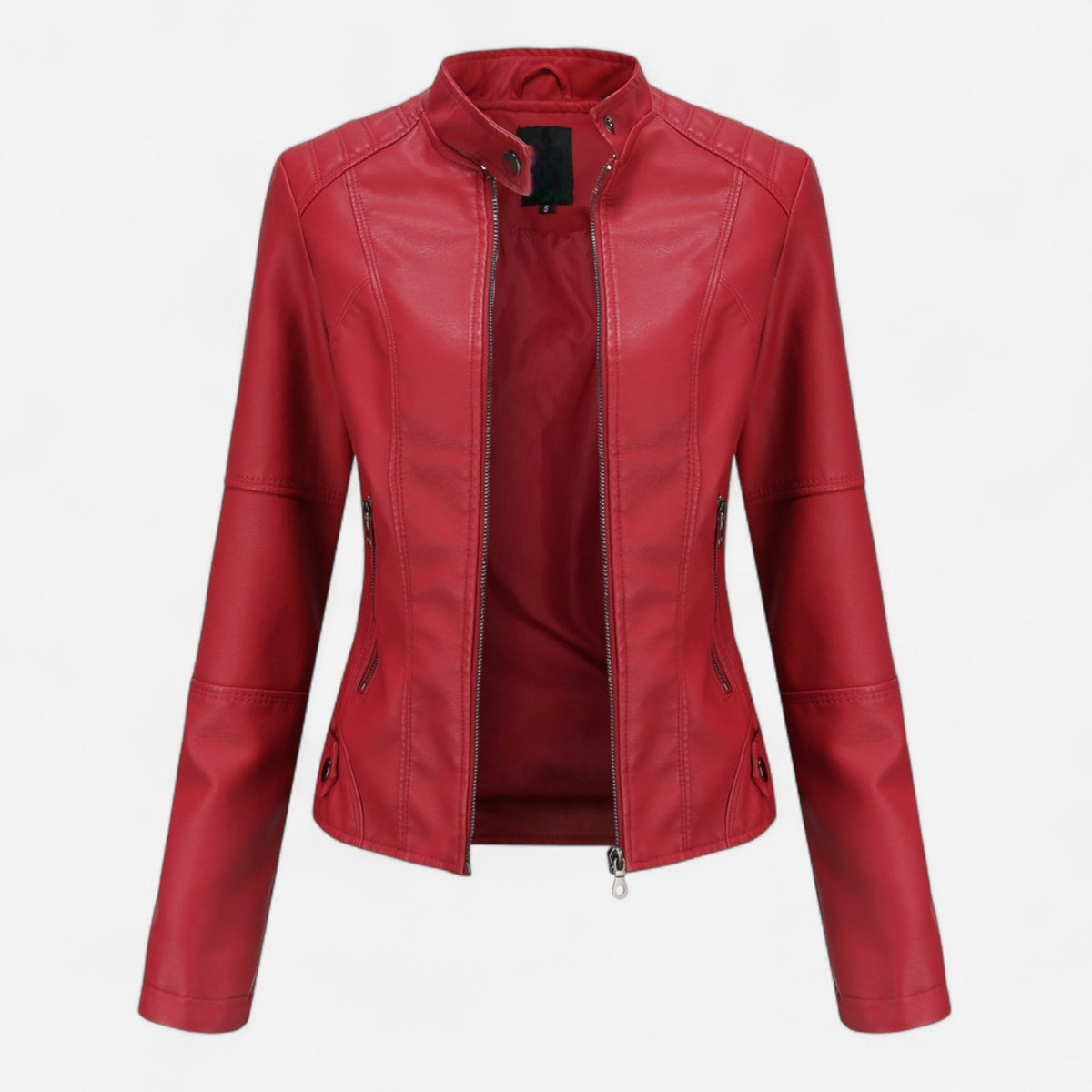 Women's Zip-Front Cropped Genuine Leather Jacket