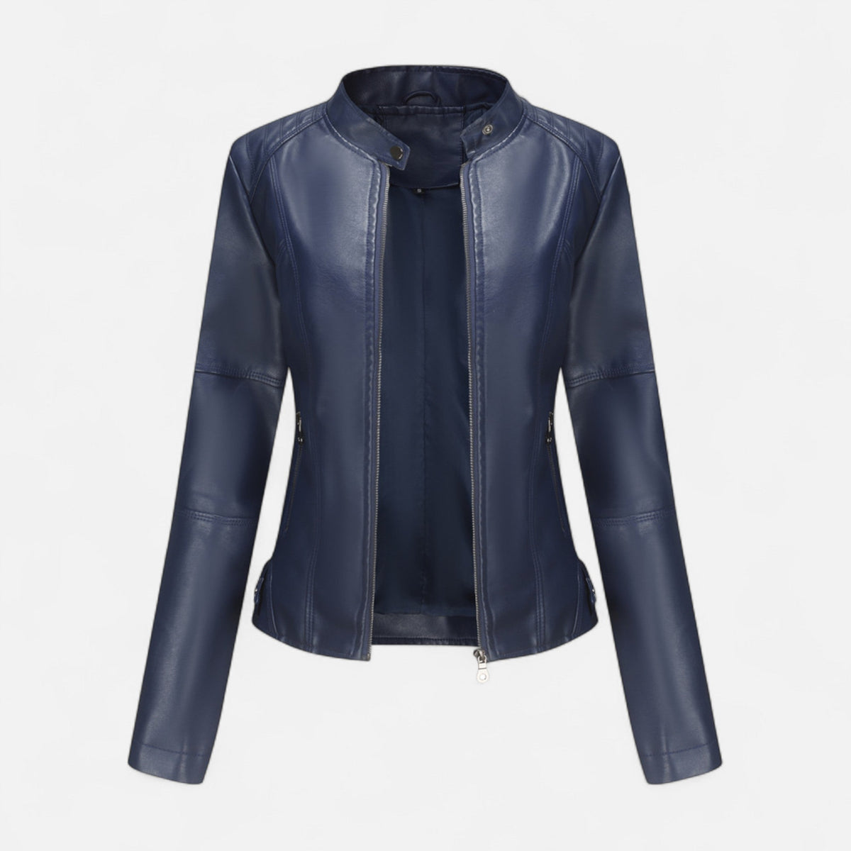 Women's Zip-Front Cropped Genuine Leather Jacket