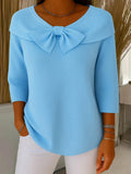 Women's Fitted Knit Pullover with Bow Detail