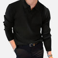 Men's Fine Ribbed Open Neck Long Sleeve Polo Shirt