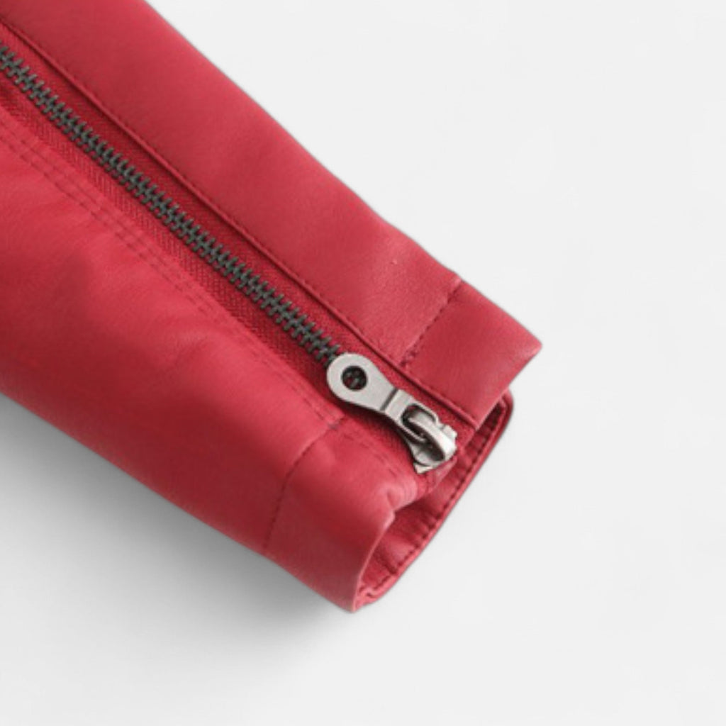 Women's Zip-Front Cropped Genuine Leather Jacket