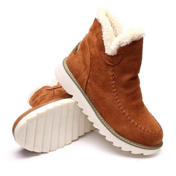 Women's Slip-On Platform Booties with Faux Fur Lining