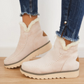 Women's Slip-On Platform Booties with Faux Fur Lining