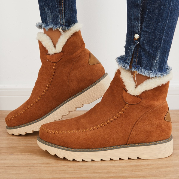 Women's Slip-On Platform Booties with Faux Fur Lining