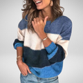 Women's Wide Stripe Knit Pullover with Relaxed Fit
