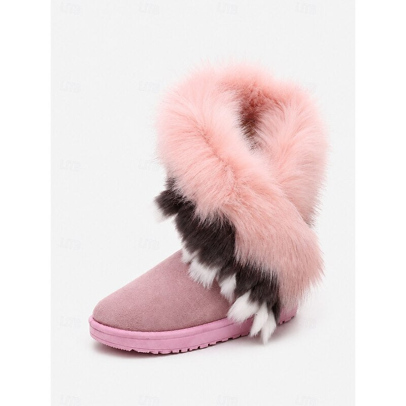 Women's Slip-On Cold Weather Boots with Fluffy Cuff