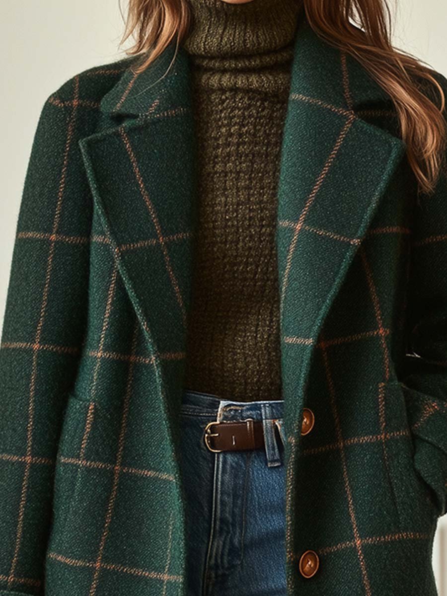 Women's Vintage Check Tweed Overcoat