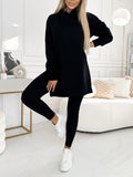Women's Longline Hooded Top Fitted Leggings Set