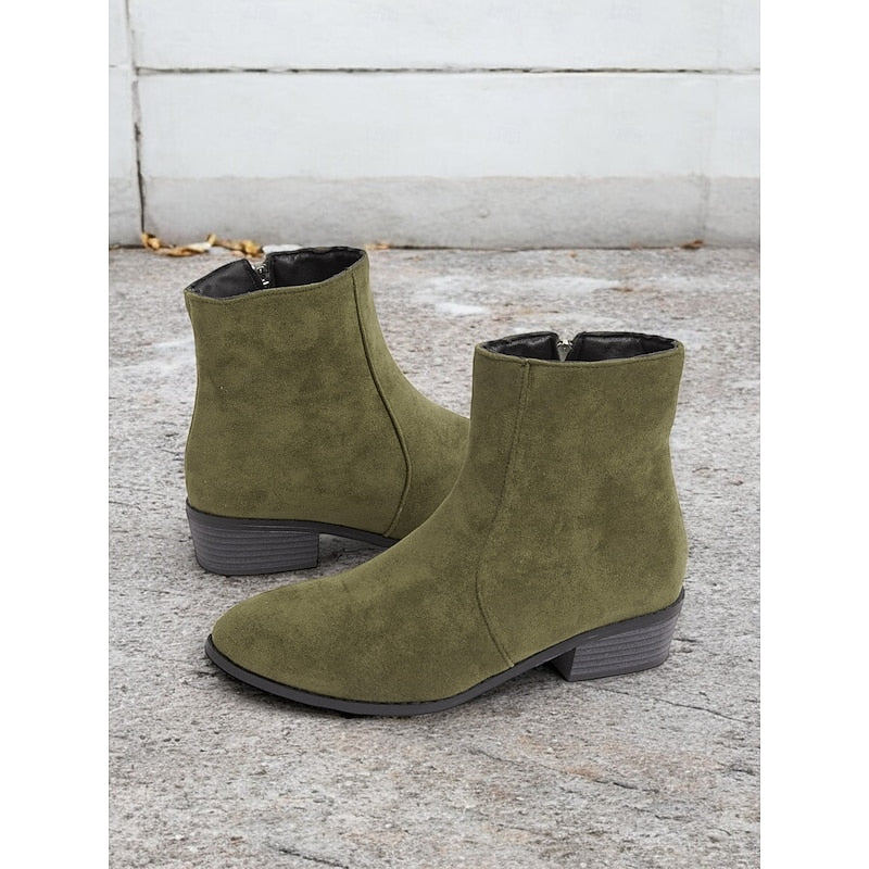 Women's Low Heel Side Zip Tailored Booties