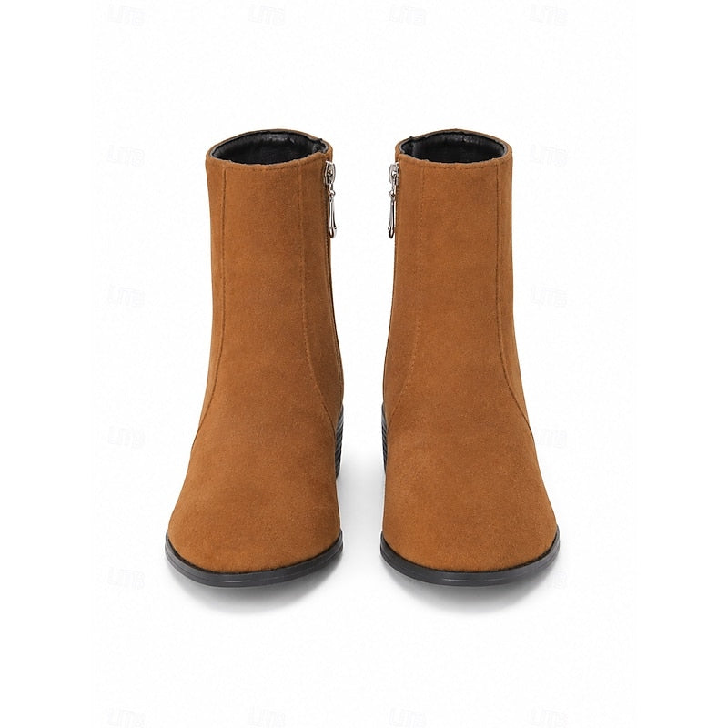 Women's Low Heel Side Zip Tailored Booties