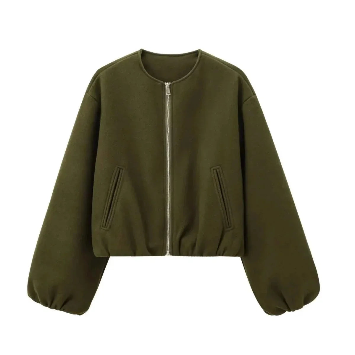 Women's Balloon Sleeve Short Bomber Coat