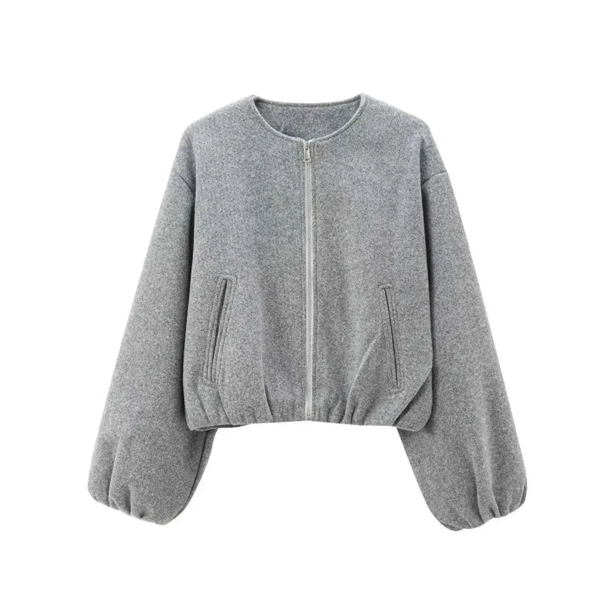 Women's Balloon Sleeve Short Bomber Coat