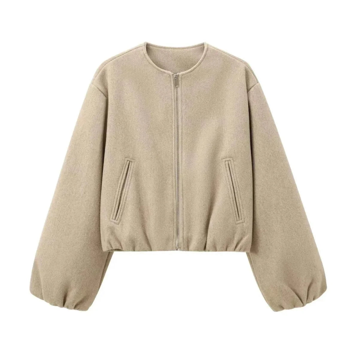 Women's Balloon Sleeve Short Bomber Coat