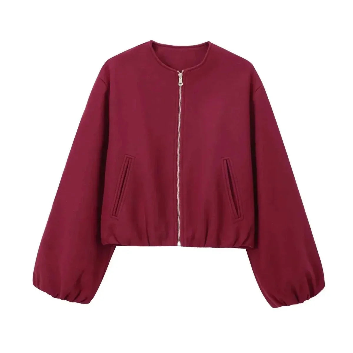 Women's Balloon Sleeve Short Bomber Coat