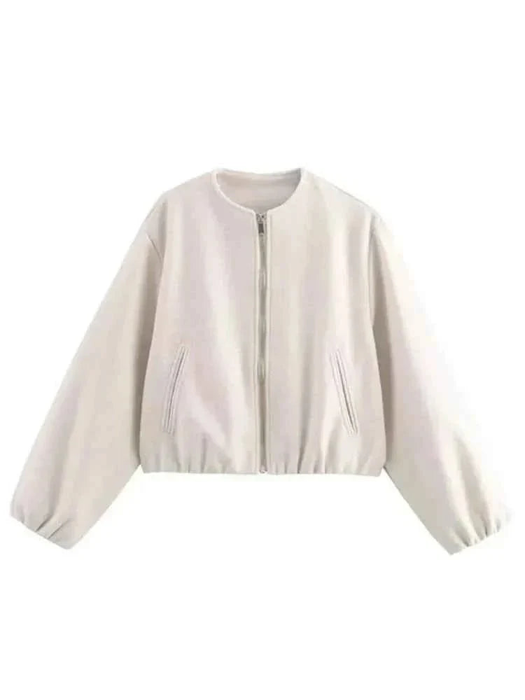 Women's Balloon Sleeve Short Bomber Coat