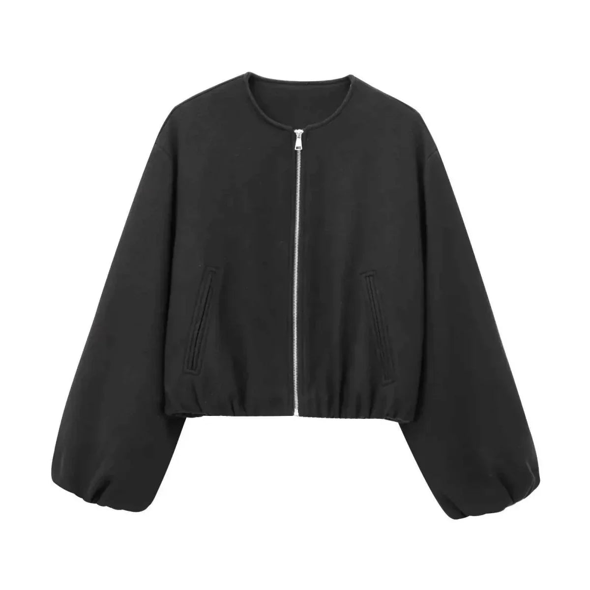 Women's Balloon Sleeve Short Bomber Coat