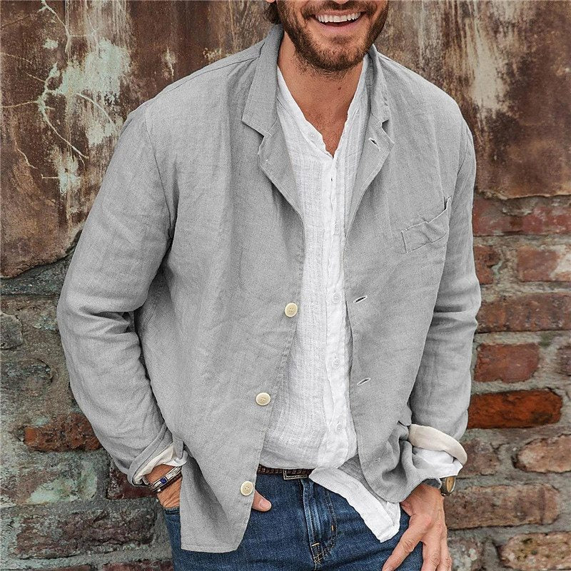 Men's Softly Structured Textured Casual Blazer with Notch Lapel