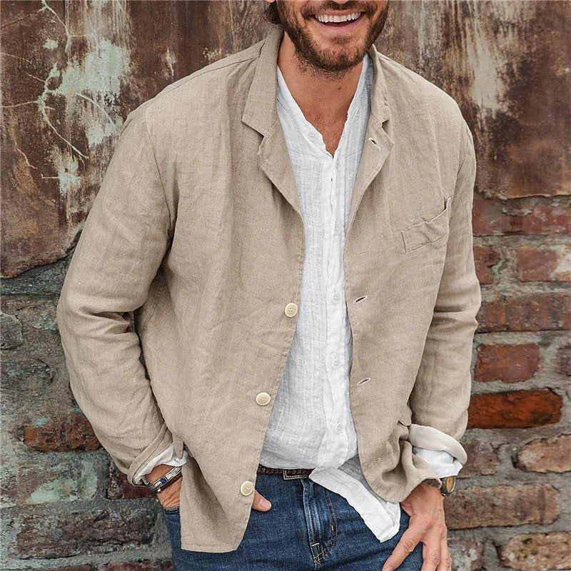 Men's Softly Structured Textured Casual Blazer with Notch Lapel