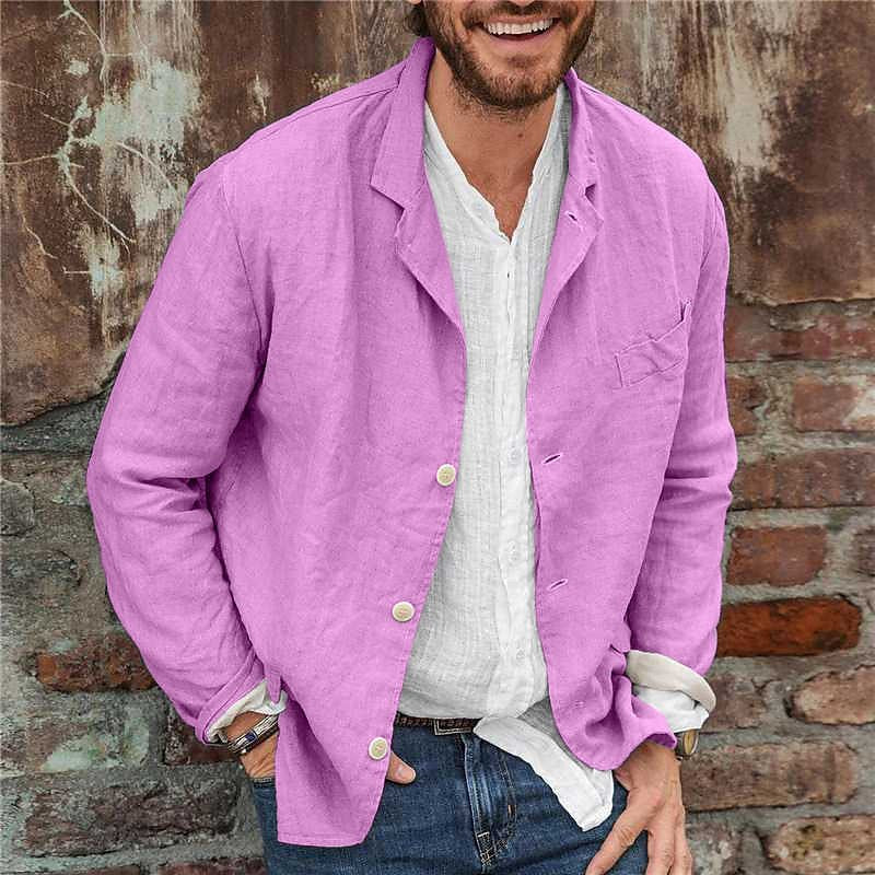 Men's Softly Structured Textured Casual Blazer with Notch Lapel