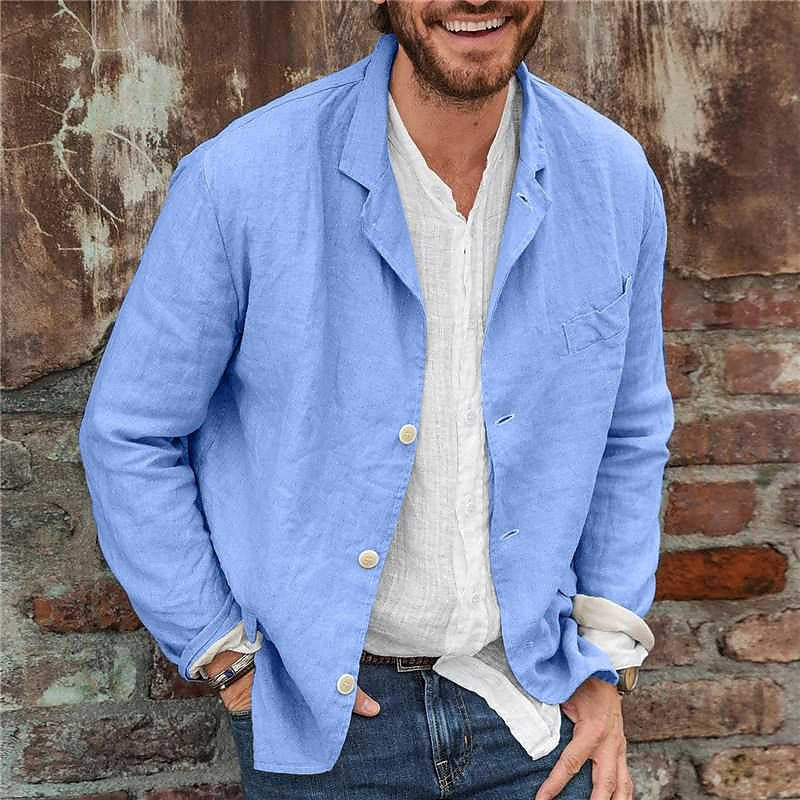 Men's Softly Structured Textured Casual Blazer with Notch Lapel