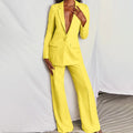 Women's Classic Single-Breasted Wide Leg Pantsuit Set