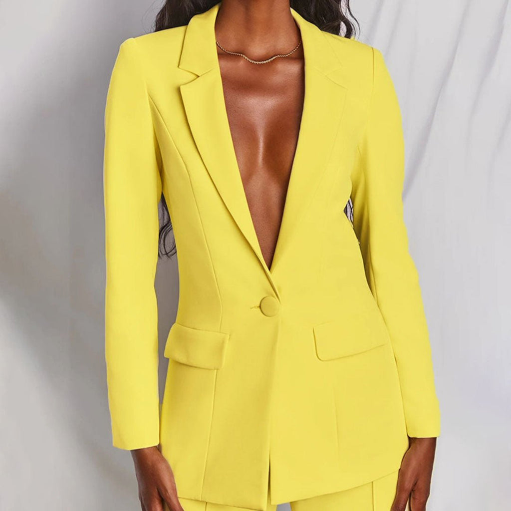 Women's Classic Single-Breasted Wide Leg Pantsuit Set