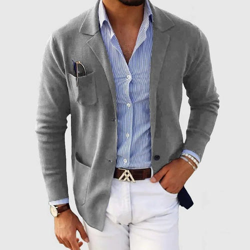 Men's Lapel Collar Soft Knit Tailored Cardigan Jacket