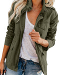 Women's Chest Pocket Field Jacket with Stand Collar