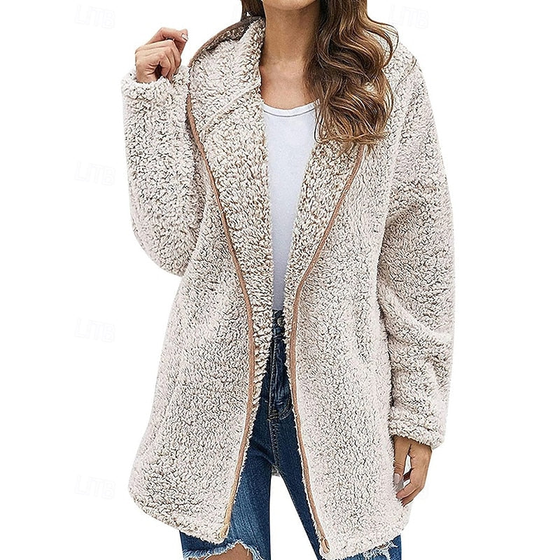 Women's Soft Plush Zip Hoodie Jacket