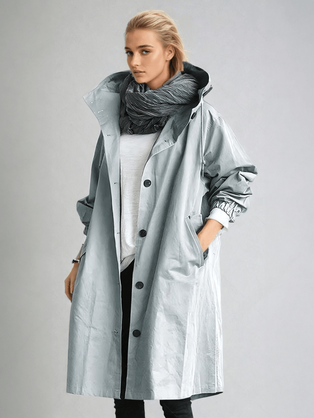 Women's Relaxed Modern Hooded Trench Overcoat