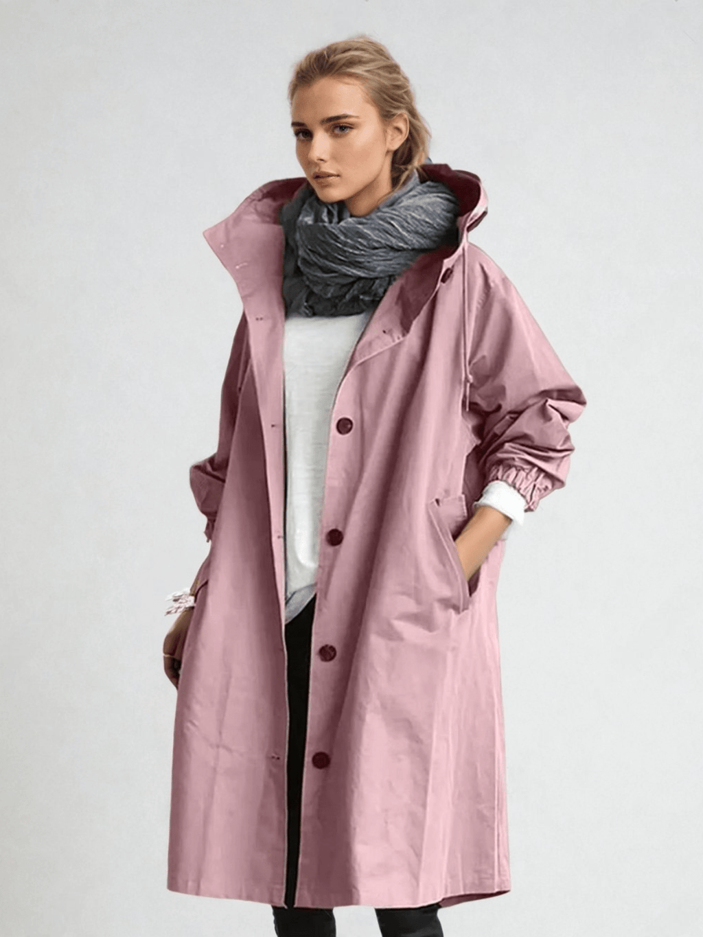 Women's Relaxed Modern Hooded Trench Overcoat