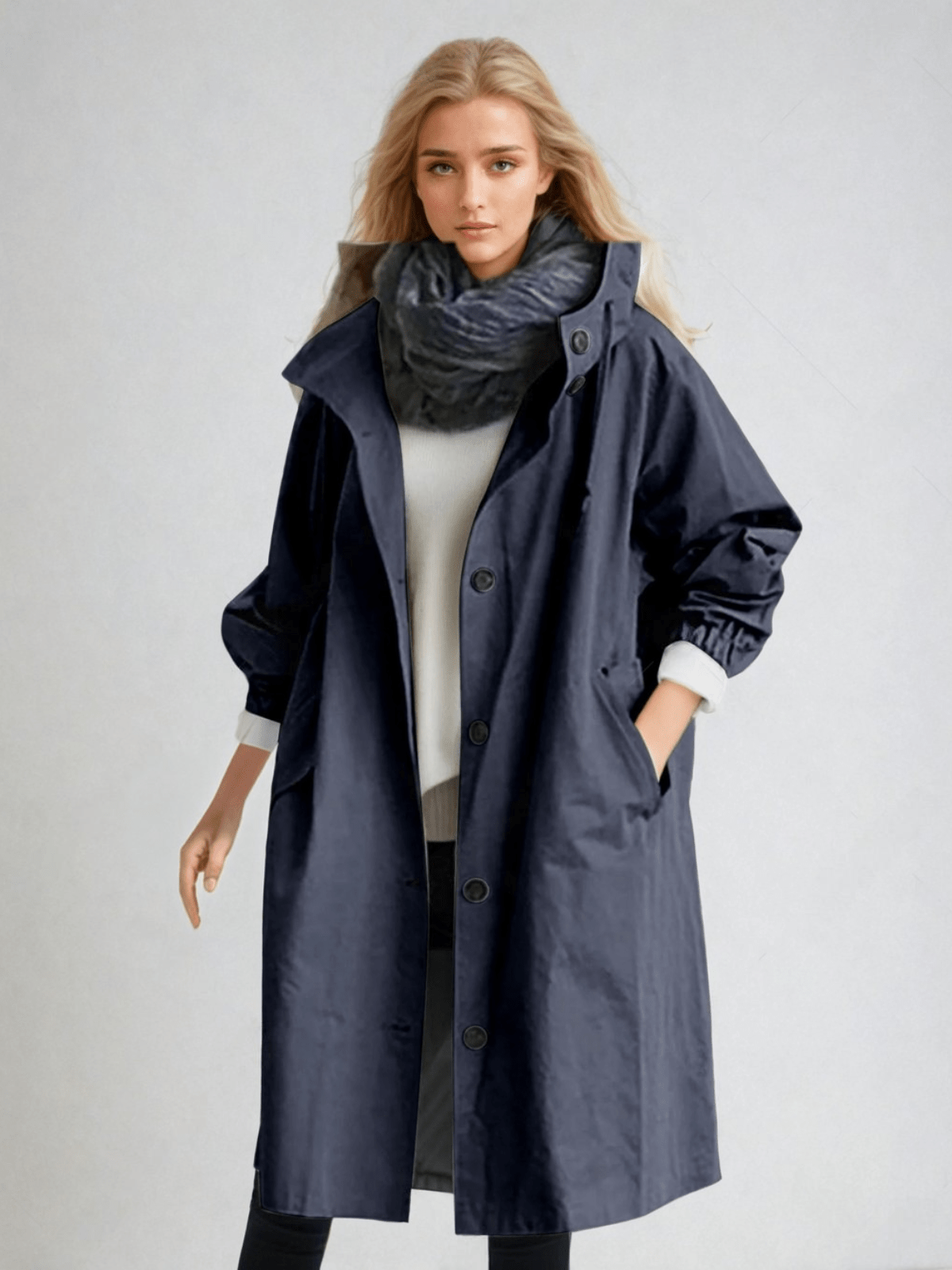 Women's Relaxed Modern Hooded Trench Overcoat