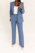 Women's Straight Wide Leg Pants Blazer Suit Set