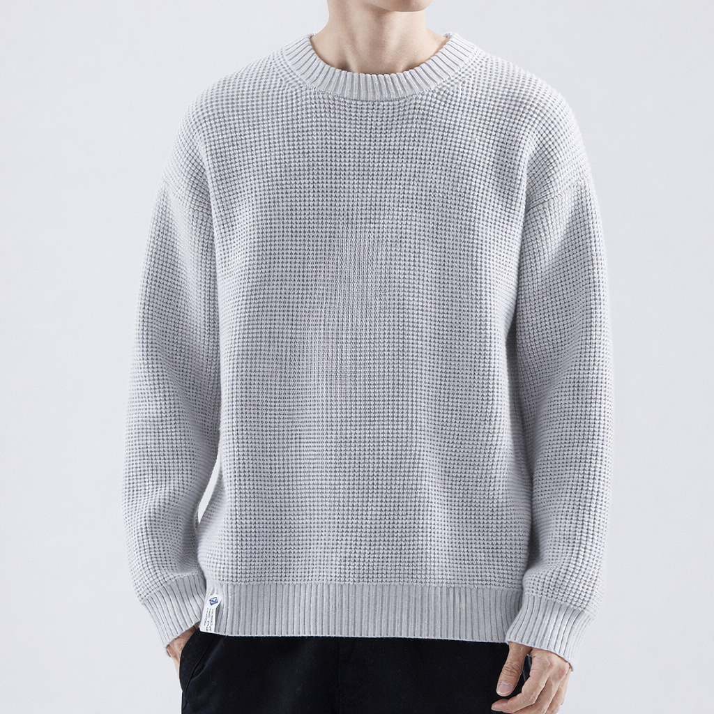 Men's Easy-Fit Textured Knit Crew Neck Pullover