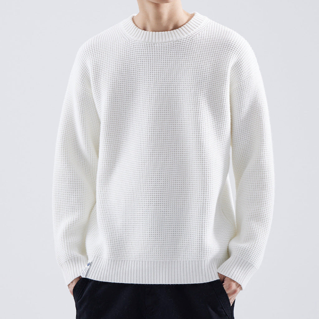 Men's Easy-Fit Textured Knit Crew Neck Pullover