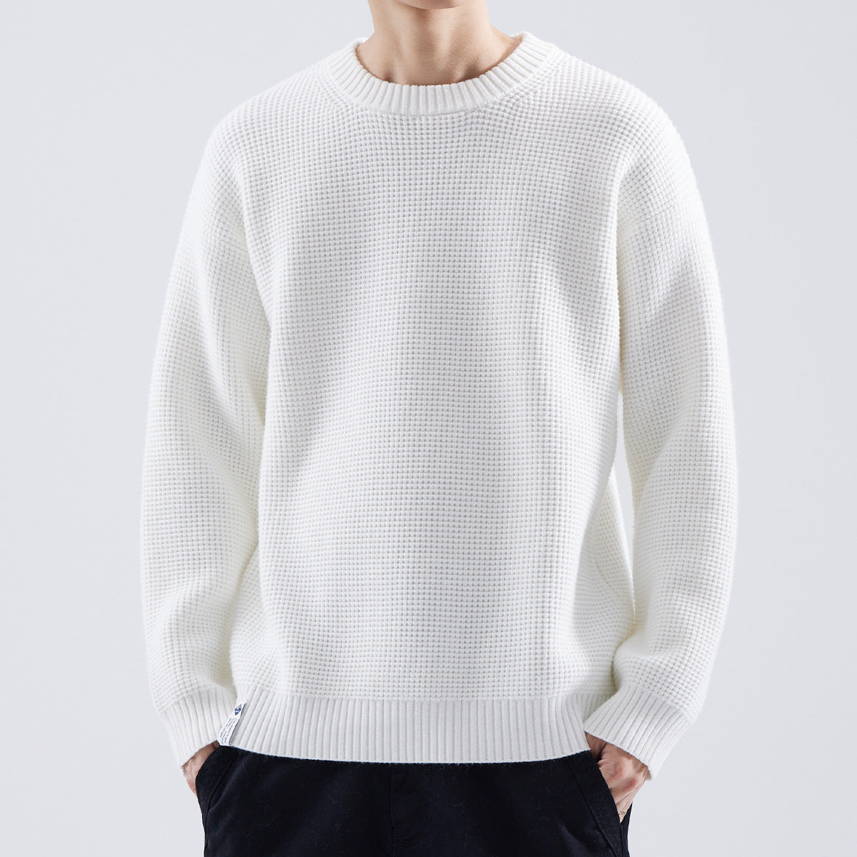 Men's Easy-Fit Textured Knit Crew Neck Pullover