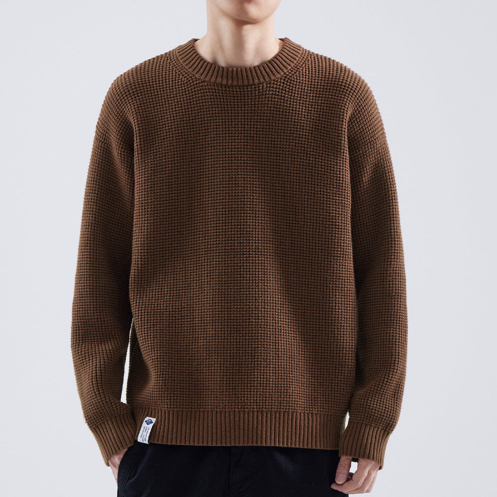 Men's Easy-Fit Textured Knit Crew Neck Pullover